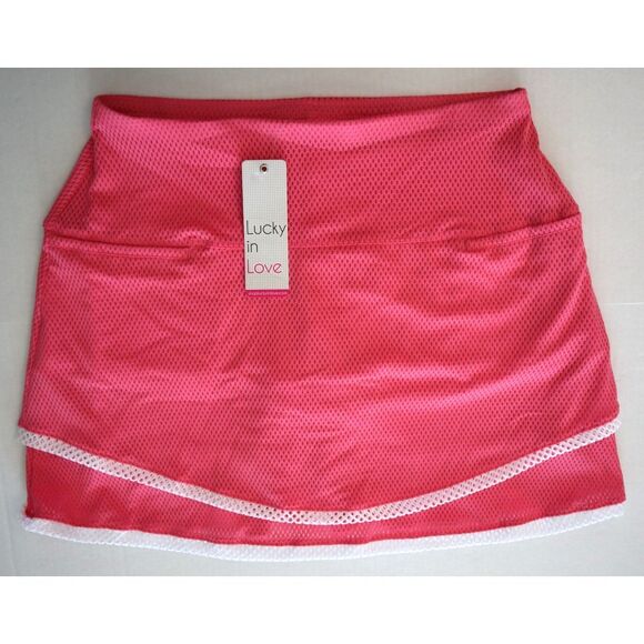 Lucky in Love GB181-690 Women's Sz M Guava Pink Mesh Tennis Skirt Skort - Picture 1 of 5